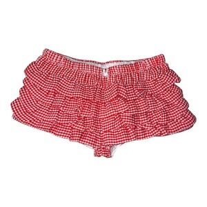 Red Gingham Ruffle Skort Shorts for Women